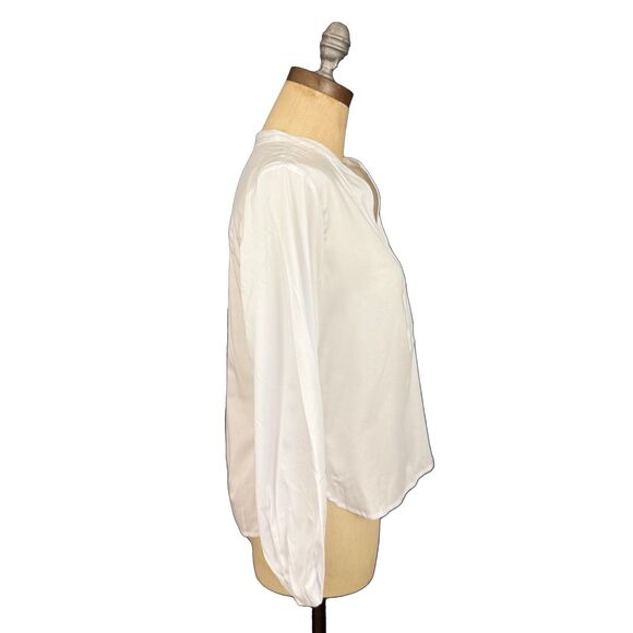 MADEWELL V-Neck Long-Sleeve Top XS White Stretch Silky Cotton NWT B69 - Picture 3 of 7